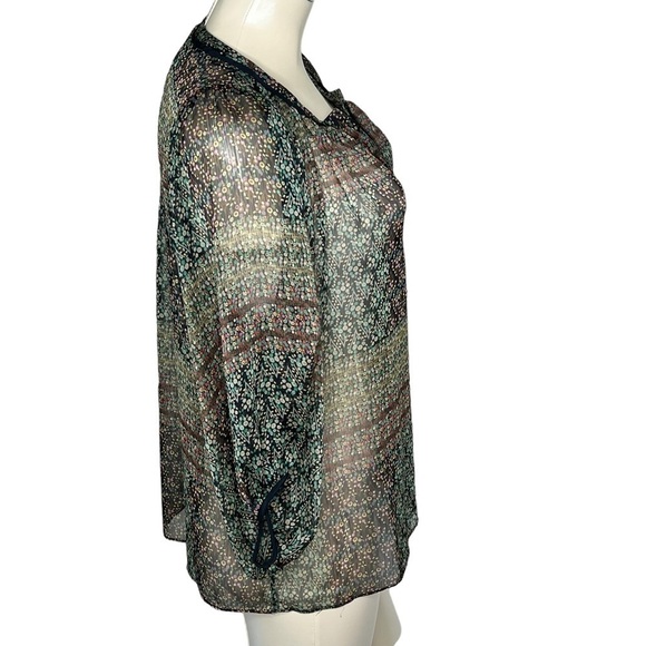 ANTHROPOLOGIE MAEVE Sheer Multi Color 3/4 Sleeves Boho Blouse Top Size S - Picture 5 of 16